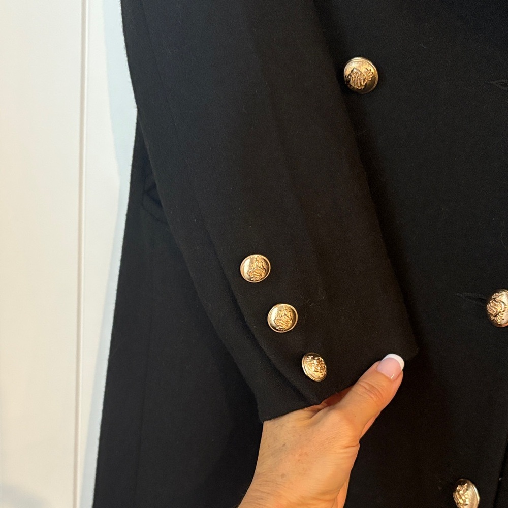 Lioness Black Long Coat with Gold Buttons - Picture 3 of 7